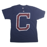 MAJESTIC Mens Navy Blue Graphic T-Shirt M Short Sleeve Crew Neck Cotton Blend