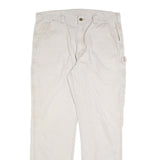 CARHARTT Mens Cotton Blend White Relaxed Straight Trousers W38 L34 Workwear Zip