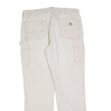 CARHARTT Mens Cotton Blend White Relaxed Straight Trousers W38 L34 Workwear Zip