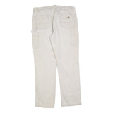 CARHARTT Mens Cotton Blend White Relaxed Straight Trousers W38 L34 Workwear Zip