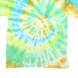 GILDAN Mens Blue & Yellow Tie Dye T-Shirt L Short Sleeve Crew Neck Cotton Blend