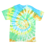 GILDAN Mens Blue & Yellow Tie Dye T-Shirt L Short Sleeve Crew Neck Cotton Blend