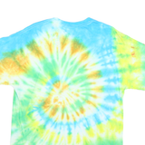 GILDAN Mens Blue & Yellow Tie Dye T-Shirt L Short Sleeve Crew Neck Cotton Blend