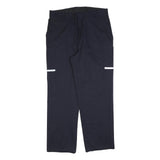 Mens Cotton Blend Regular Fit Navy Blue Trousers W38 L32 Workwear Zip Closure