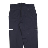 Mens Cotton Blend Regular Fit Navy Blue Trousers W38 L32 Workwear Zip Closure