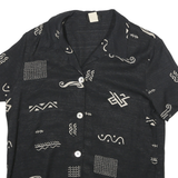 TEDDI Womens Black & Cream Rayon Shirt S Abstract Print Short Sleeve Summer