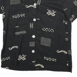 TEDDI Womens Black & Cream Rayon Shirt S Abstract Print Short Sleeve Summer
