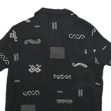 TEDDI Womens Black & Cream Rayon Shirt S Abstract Print Short Sleeve Summer