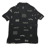 TEDDI Womens Black & Cream Rayon Shirt S Abstract Print Short Sleeve Summer