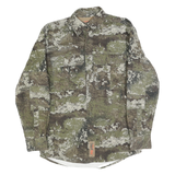 Mens Green Camouflage Cotton Shirt S Military Style Button Up Casual Outdoor