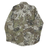 Mens Green Camouflage Cotton Shirt S Military Style Button Up Casual Outdoor