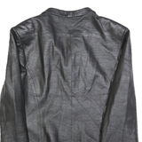 PUNTO NERO Womens Black Leather Zip Jacket M Plain Stylish Classic Outerwear