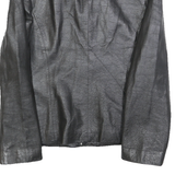PUNTO NERO Womens Black Leather Zip Jacket M Plain Stylish Classic Outerwear