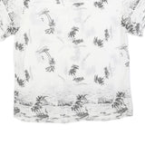 Mens White & Black Thailand Beach Print Cotton Blend Shirt XL Casual Holiday