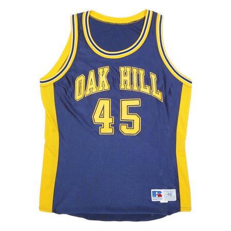 RUSSELL ATHLETIC Mens Blue & Yellow Oak Hill Graphic Jersey XL Sleeveless Crew