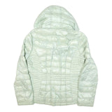 CALVIN KLEIN Womens Pale Green Quilted Jacket L Polyester Blend Hooded Zip