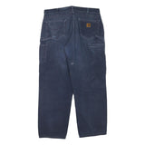 CARHARTT Mens Cotton Blend Blue Regular Straight Trousers W38 L32 Workwear Zip