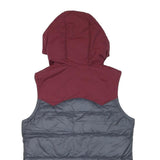 PATAGONIA Womens Burgundy & Grey Hooded Puffer Button Jacket S Polyester Blend