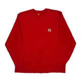 Carhartt Long Sleeve T-Shirt - Large Red Cotton