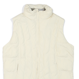 WOOLRICH Womens White Quilted Zip Jacket M Polyester Blend Sleeveless Puffer