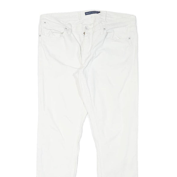 RALPH LAUREN Womens Slim White Cotton Blend Denim Jeans W32 L28 Zip Stylish