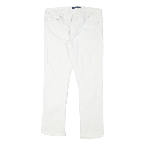 RALPH LAUREN Womens Slim White Cotton Blend Denim Jeans W32 L28 Zip Stylish