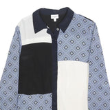 HOBBS LONDON Womens Blue & White Patterned Shirt S Long Sleeve Classic Collar