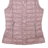 BARBOUR Womens Pink Quilted Button Jacket UK 10 Polyester Blend Sleek Fit