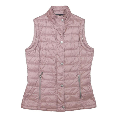 BARBOUR Womens Pink Quilted Button Jacket UK 10 Polyester Blend Sleek Fit
