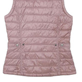 BARBOUR Womens Pink Quilted Button Jacket UK 10 Polyester Blend Sleek Fit