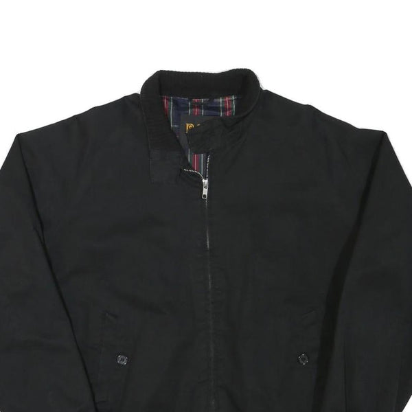 POP Mens Black Cotton Blend Bomber Jacket M Plain Zip Casual Classic