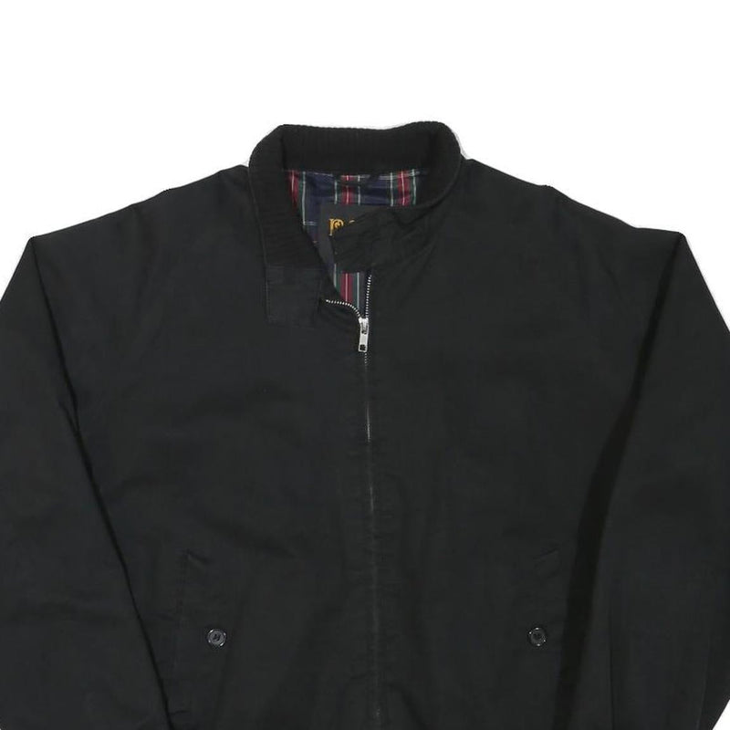 POP Mens Black Cotton Blend Bomber Jacket M Plain Zip Casual Classic