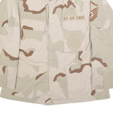 UNICOR Mens Beige & Brown Military Jacket L Cotton Blend Button Closure Plain