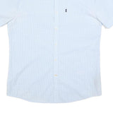 BARBOUR Mens Blue & White Cotton Blend Shirt L Button Down Collar Casual