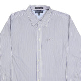 TOMMY HILFIGER Mens Blue & White Striped Shirt 2XL Classic Cotton Button-Down