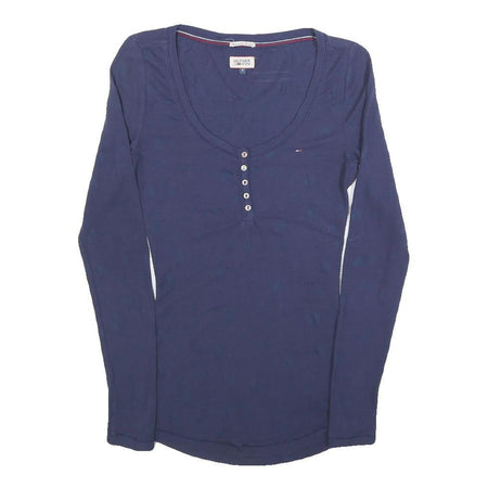TOMMY HILFIGER Womens Blue Basic Top Long Sleeve V-Neck S Cotton Blend