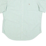 RALPH LAUREN Mens Green & White Striped Shirt XL Classic Cotton Short Sleeve