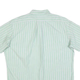 RALPH LAUREN Mens Green & White Striped Shirt XL Classic Cotton Short Sleeve