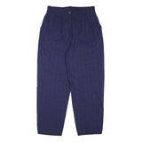 Navy Womens Cotton Blend Relaxed Straight Trousers W28 L26 Casual Zip Pocketed
