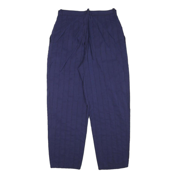 Navy Womens Cotton Blend Relaxed Straight Trousers W28 L26 Casual Zip Pocketed