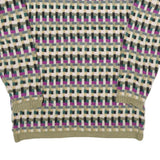 AVON FASHIONS Womens Green & Purple Patterned Jumper Crew Neck Chunky Knit S