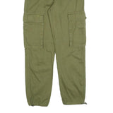 Womens Regular Fit Cotton Blend Green Cargo Trousers W26 L27 Zip Pockets