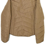 ZARA Womens Beige Polyester Blend Quilted Jacket M Zip Comfort Stylish Outerwear