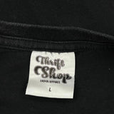 Wolf Design Thrift Shop Graphic T-Shirt - Large Black Cotton