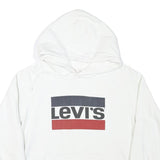 LEVI'S Mens White Hoodie M Cotton Blend Pullover Hooded Sweatshirt