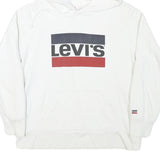 LEVI'S Mens White Hoodie M Cotton Blend Pullover Hooded Sweatshirt