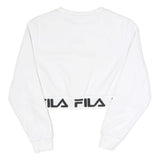 FILA Womens White Crew Neck UK 6 Cropped Sweatshirt Logo Band Bottom