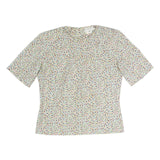 MINEL FIRE Womens Cream Printed Top Short Sleeve Round Neck M Lightweight