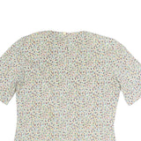 MINEL FIRE Womens Cream Printed Top Short Sleeve Round Neck M Lightweight