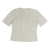 MINEL FIRE Womens Cream Printed Top Short Sleeve Round Neck M Lightweight